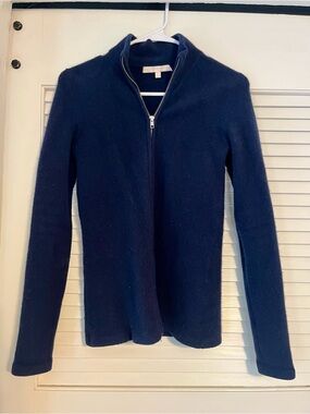 Cashmere Project Thick Navy Zip-Front Women's Cardigan - XS